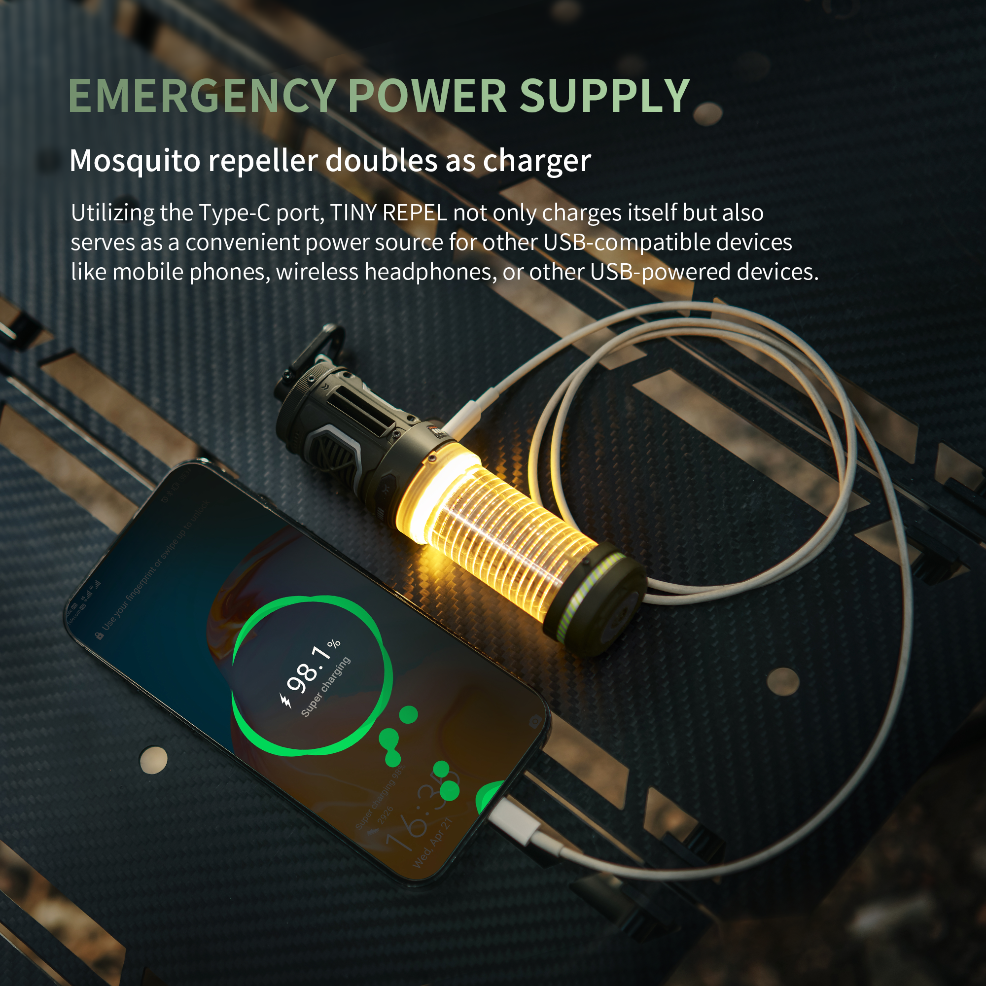 TINY REPELLER - 3 IN 1 Outdoor Insect Repellent with Power Bank Function