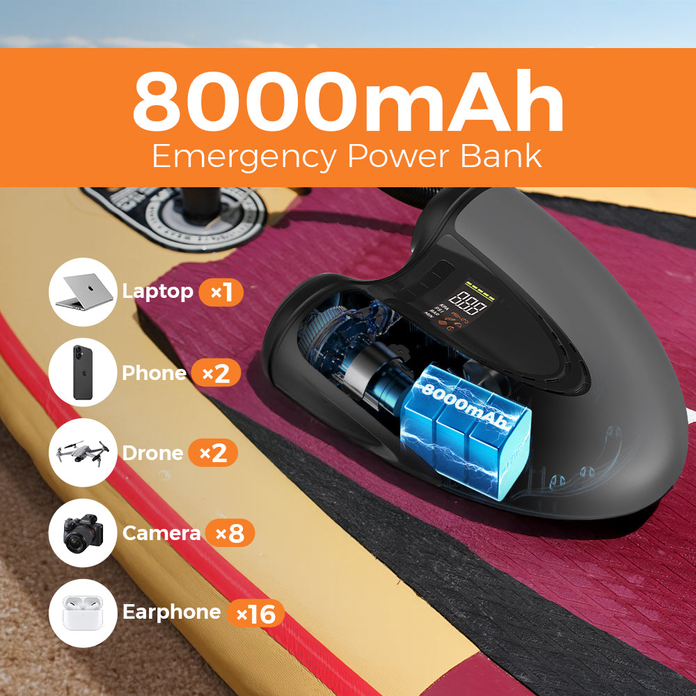 EVO SUP PUMP PRO -45PSI & 8000mAh Built-in Battery SUP & Tire Pump