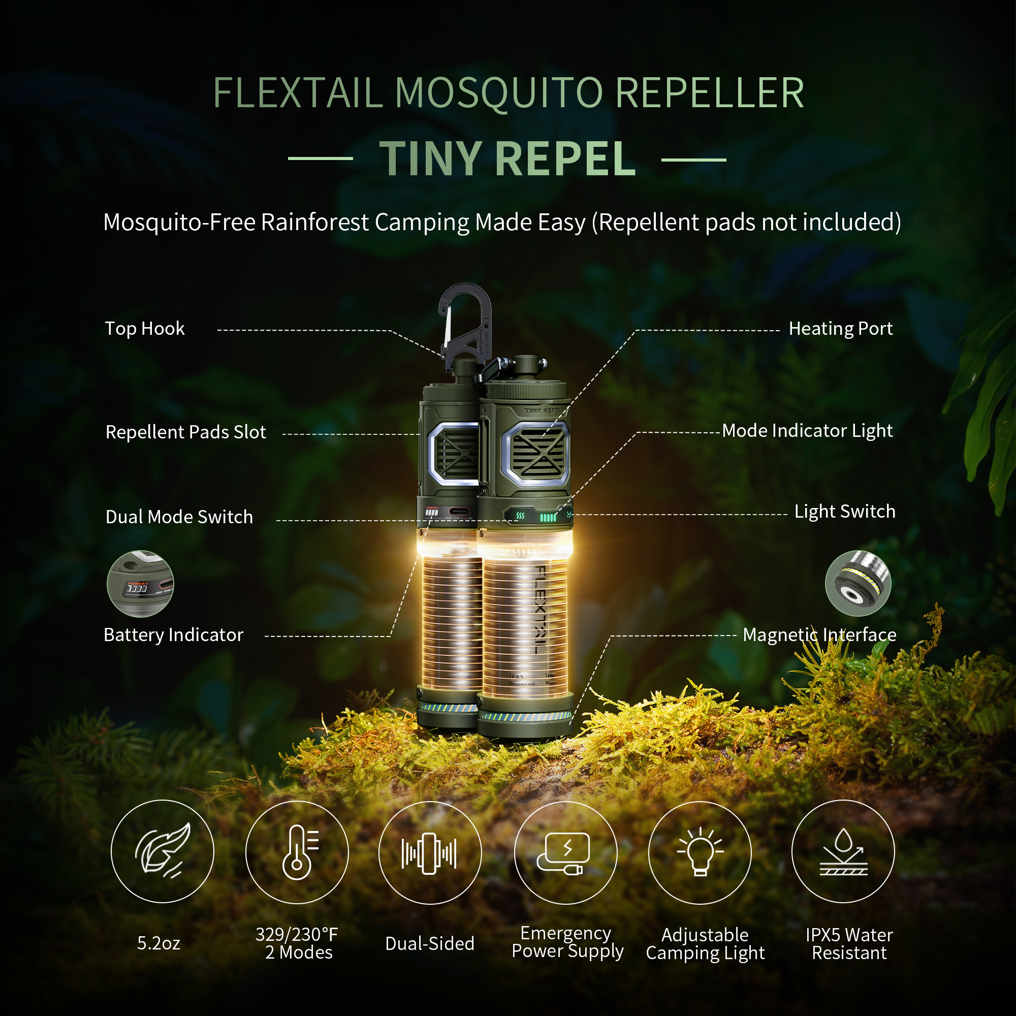 TINY REPELLER - 3 IN 1 Outdoor Insect Repellent with Power Bank Function